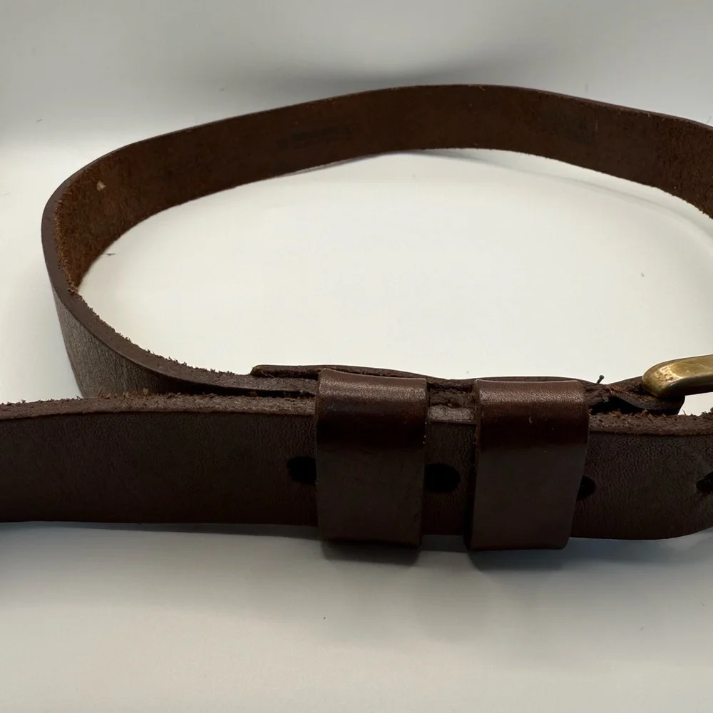 Unbranded Men’s Brown Leather Belt Size 31–33 Solid Brass Buckle Argentina